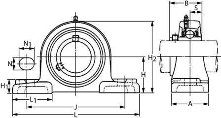 SS UCP 205 - IBU rvs lagerblok as 25.4 mm