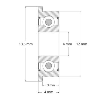 F604 ZZ - IBB kogellager met flens (4x12x4)