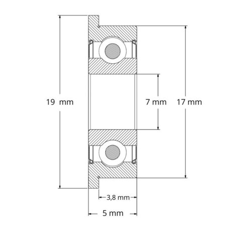 F623 ZZ - IBB kogellager met flens (3x10x4)